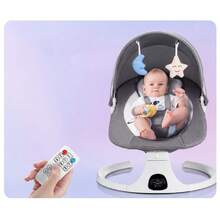 3-In-1 Electric Baby Bouncer & Baby Swing, Adjustable Soother With Reclining Function, Electric Rocking Function & Removable Tray, Sturdy Frame With Secure Harness System, Ideal For Newborns & Toddlers (Indoor), Modern & Ergonomic Design - 灰色 - 查看 7