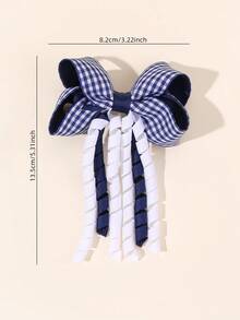 2pcs/Set Girls' Hair Clips, Blue & White Bow Alligator Clips, Curly Tassel Hair Clips, Elegant Fashion Hair Pins, Bowknot Hair Clips For Girls, Daily, Birthday, Wedding, Music Festival Gift, Teens Hair Accessories - Blue - View 9