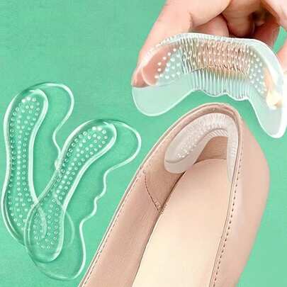 1 đôi lót giày silicon mềm, phù hợp cho giày cao gót nữ, miếng lót chống mài mòn gót chân.