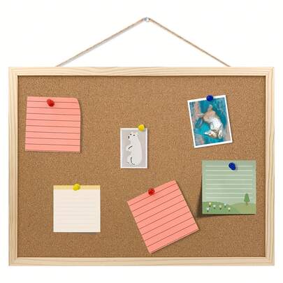 1 tấm bảng gỗ mềm dày, khung gỗ thông, bảng thông báo treo tường, thích hợp cho gia đình, văn phòng, lớp học, kích thước 20cm x 30cm, tuyệt vời để ghi chú và lên kế hoạch.