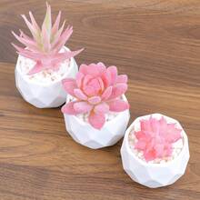 Artificial Succulent Potted Plant, Small Fake Pink Flower, Suitable For Living Room, Bedroom, Office Desk, Bookshelf, Bathroom Decor - Pink Succulent - View 3