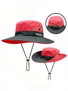 女士刺绣马尾孔防晒渔夫帽，户外钓鱼徒步遮阳时尚夏季防晒帽 - 彩色 - 查看 8