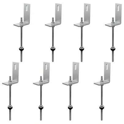 Estrutura Suporte Fixa Linha C Placa Painel Solar Inox Telha Fibrocimento Ondulada Viga Madeira Perfil Master | Kit 08