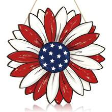 2026 Best-Selling 4th Of July Wooden Door Hanger, Patriotic Theme Hanging Welcome Sign - A - View 6