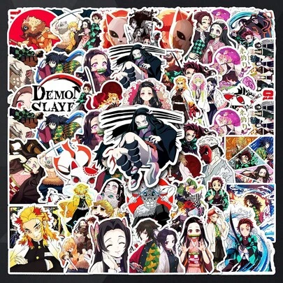 bandai 50 pièces Ensemble d'autocollants de bandes dessinées imperméables, mettant en vedette des personnages d'anime populaires comme Oshikiri, convenant aux fans d'anime, aux adolescents et aux enfants, unisexe, pouvant être utilisés comme autocollants de jouets, matériaux de scrapbooking, cadeaux de Pâques et pour décorer les téléphones, les bagages, les planches à roulettes, les ordinateurs portables, les bouteilles d'eau, les guitares, les casques, les motos, idéal pour les cadeaux d'anniversaire, les faveurs de fête, les autocollants de récompense et l'utilisation quotidienne