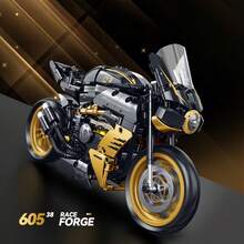 500+ Pcs Black Motorcycle Model Building Blocks Set, Suitable For Adults, Movie Theme ABS Racing Car Toy, Creative Interesting Collectible, Desktop Decor, Ideal Gift For Birthday, Christmas, Halloween - Multicolor - View 23