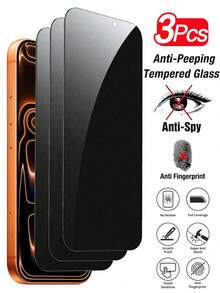 3pcs/Pack Full Screen Privacy Tempered Glass Film, Compatible With IPhone 17/17 Pro/17 Pro Max/17 Air/16/15/14/13/12/11 Pro/Pro Max Plus, Black Framed Anti-Peeping Full Screen Phone Protective Film - Black - View 28