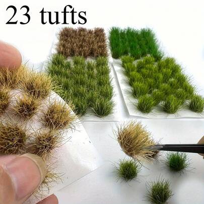 23tufts 模型草丛，适用于模型工艺，塑料微型植物人造草，可用于装饰微景观模型、沙盘建筑模型、DIY 草坪景观