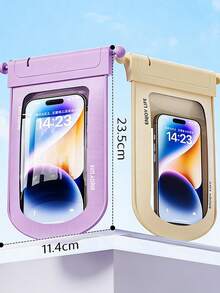 大号漂浮式防水手机袋，适用于所有手机，IPX8级防水，适合海滩和旅行，紫色和奶酪黄 - 彩色 - 查看 9