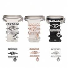 3pcs/Set Heart-Shaped Zinc Alloy Watch Band Decorative Rings, Fashionable Cute Heart Watch Band Accessories, Durable Metal Watch Ornaments (Watch Band Not Included) - Mouldless - View 1
