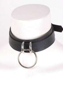 New Gothic Style Necklace, Women's Punk Rock O-Ring Geometric PU Necklace, Gothic Style Neck Accessory - Black - View 4