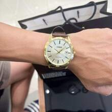 Đồng hồ Casio nam cao cấp mặt vàng, vỏ vàng, dây da, chống nước, máy quartz, model MMTP-V004GL-9A - Một cỡ - Xem 8