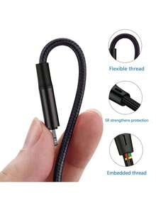 三合一编织充电线，高效数据传输和快速充电，兼容 17/16 Pro Max/16 Pro/16 Plus/16/15/14/13/12/11/XS/XR/8/7/6、S26/S25/S24/S23/S22/S21/S20 等更多设备 - 彩色 - 查看 7