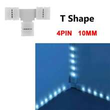 1 Pack T-Type LED Strip Connectors, No-Solder Light Strip Fixing Clips - White - View 1