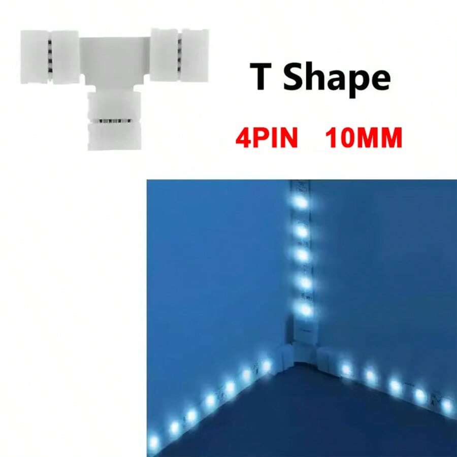 1 Pack T-Type LED Strip Connectors, No-Solder Light Strip Fixing Clips - White - View 1