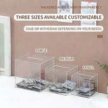 透明亚克力不可开启式小猪存钱罐，青少年小猪硬币罐，成人储蓄罐，可撕除保护膜，适合作为万圣节/感恩节/母亲节/生日/毕业礼物 - 無色 - 查看 1