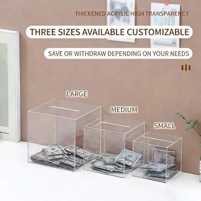 Transparent Acrylic Non-Openable Piggy Bank, Teenage Piggy Coin Bank, Money Saving Box, Adult Savings Jar, Halloween/Thanksgiving/Birthday/Graduation Gift