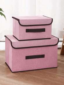 [Delivery Within 2-7 Days In The United States]2pc(Large+Small)Cream Decorative Storage Box Bins With Lid Collapsible Sturdy Organizer Basket Fabric Collapsible Storage Bin, Foldable Storage Box Cube With Lids And Handle Organizer Container For Closet Playroom Bedroom For Home Bedroom Closet Clothes.With Lid And Handle:The Lid And Magic Sticker Sealing Protects Items From Dust And Moisture, And The Handle Makes It Easy To Carry And Move.This Foldable Clothes Storage Box Is Suitable For Homes And Offices And Can Be Used To Store Various Items Such As Clothing, Books, Documents, Toys, Stationery, Etc. They Can Also Be Placed In Cabinets, Wardrobes, Bookshelves, Desks, Etc. For Organization And Organization. - Nhiều màu - Xem 5