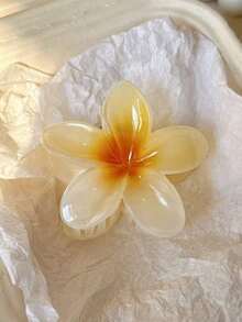 3件套女士简约豹纹焦糖色亚克力花朵发爪夹，优雅百搭的日常发型配饰，夏季海滩度假发夹，假日旅行必备 - 彩色 - 查看 3