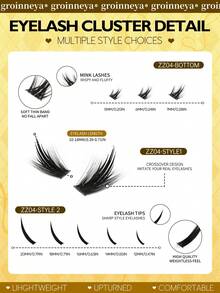 10 Pairs 3 Styles Mixed Cluster Lashes, 8-16mm C Curl Fluffy Dramatic False Eyelashes, Suitable For Dates And Vacations, Ideal For Beginners, Reusable Daily Makeup Essential - CC - View 3
