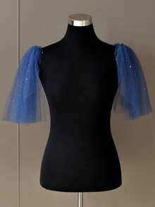 2条闪亮亮片披肩，适合派对、正式场合、旅行、摄影、新娘婚礼等，配有安全别针。 - 短版披肩 - 查看 8