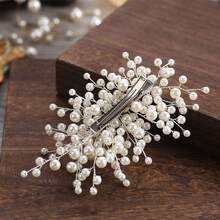 1pc Casual Party Elegant ABS Plastic Hair Clip, Suitable For All Seasons - White - View 3