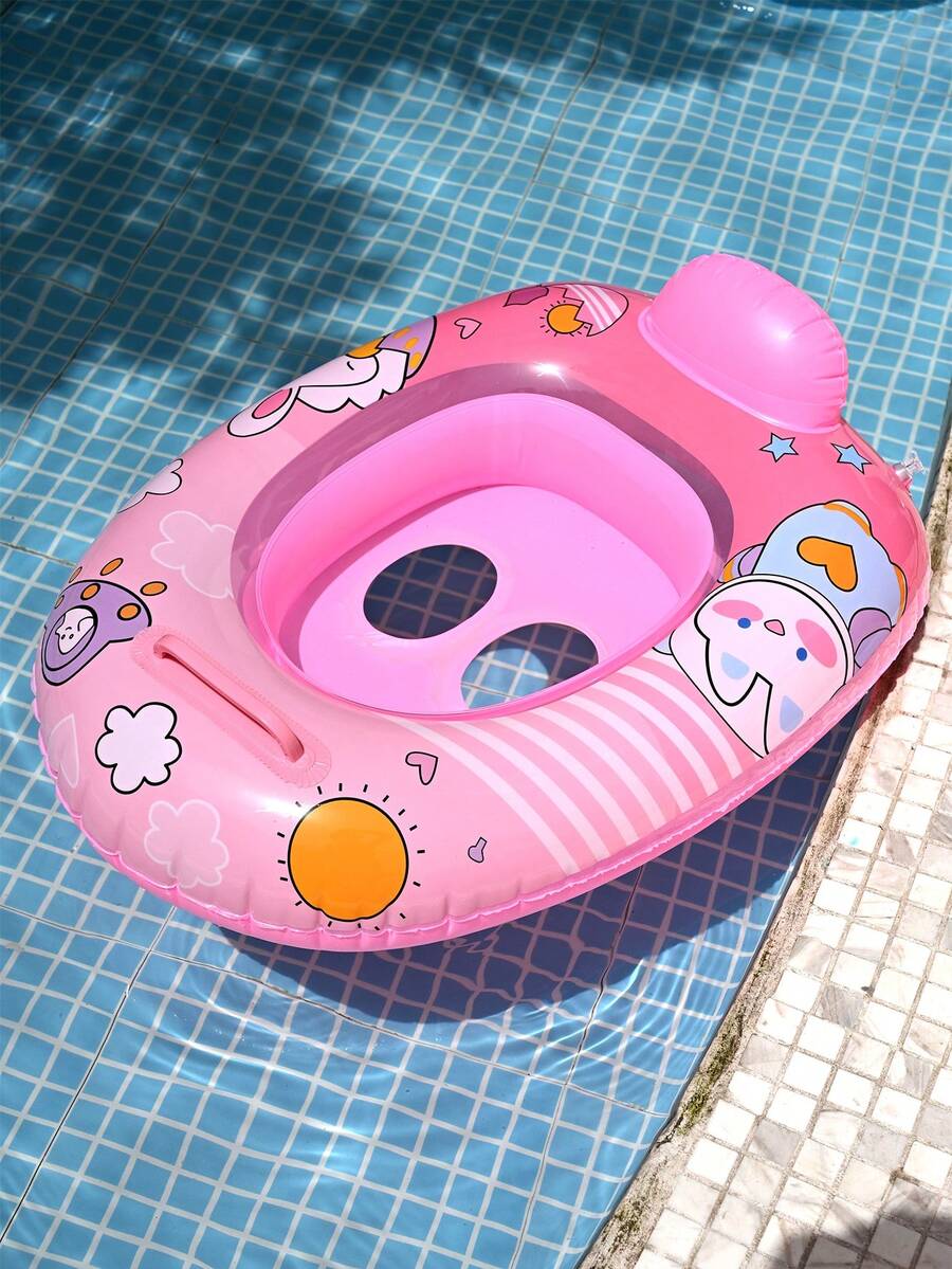 1 pieza Asiento inflable para piscina para niños, Lindo anillo flotante, Anillo de natación, Anillo flotante para debajo del brazo para bebés, Conejo rosa de verano para nadar