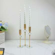 3pcs Elegant Metal & Glass Tall Candle Holders, Modern High Candle Stand, Suitable For Wedding, Party, Birthday, Holiday And Home Decor (Candles Not Included) - Long Crystal Glass Metal Candlestick - View 10