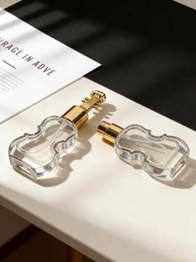 1Pc 30ml/1oz Vintage Violin Lid Perfume Atomizer, Leak Proof Refillable Fine Mist Glass Spray Bottle, Elegant Aesthetic Reusable Essential Oil Fragrance Dispenser, Portable Purse Handbag Airplane Travel Essentials Vanity Decor Birthday Holiday Gift For Women Girls