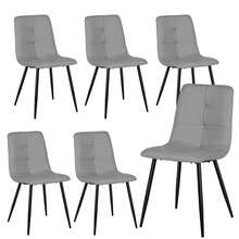 Extendable Dining Table And Chairs Set Of 6, Oval Mable Effect Table With Upholstered Chairs For Dining Room (Grey Line, Set Of 6) - White Marble Table + 6 Gray Linen Chairs - View 9
