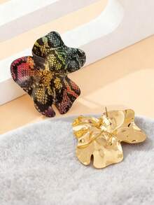 Fashionable Wild Sexy Colorful Snake Skin Spotted Geometric Patterned Earrings, Suitable For Weddings, Parties, And Daily Wear - Colorful Python Pattern - View 4
