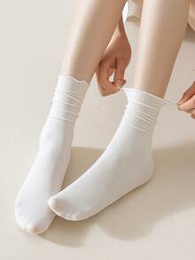 1/5 paires de chaussettes décontractées pour , blanches, ivoire, mode polyvalente, respirantes et absorbantes - Multicolore - Voir 3