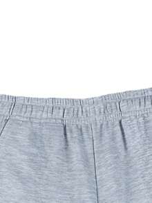 Boys' Casual Knit Sports Shorts, Knee-Length Outdoor Shorts For Teenagers, Suitable For Daily Wear And School, Spring/Summer - 淺灰色 - 查看 6