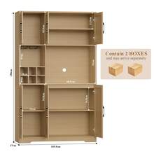 Kitchen Cupboard 41.7" X 70.9" (W X H), Kitchen Cabinets White, Pantry Cupboard With Removable Wine Rack - Maple - View 5