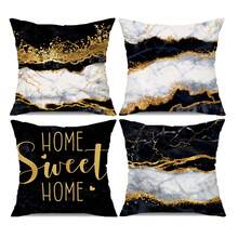 4pcs Marble Black And Gold Abstract Pattern Throw Pillow Covers - Suitable For Sofa, Bed, Car And Home Decor - No Inner Cushion Included - Made Of Polyester - No Power Required (Pillow Inserts Not Included) - 4pcs - View 12