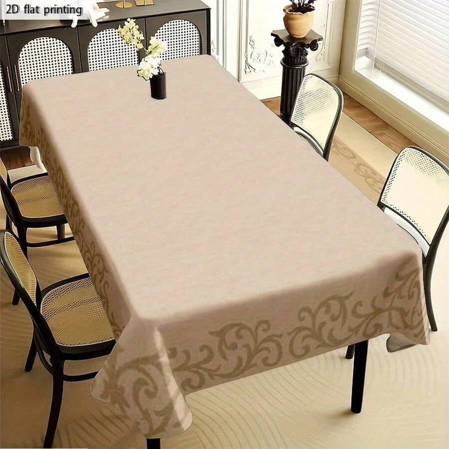 1pc Elegant Beige Tablecloth - Soft, Machine Washable, Easy To Clean, Rectangular Design For Indoor/Outdoor Use, Perfect For Themed Parties & Home Decor - Nhiều màu - Xem 1