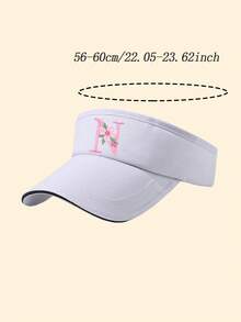 1pc Kids White A-Z Letter Brim Sun Hat, 1pc Adjustable Kids UV Protection Sports Sun Hat, Breathable Golf Tennis Running Cap - White - View 10