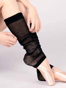 1/3/6 双装女士马镫式腿套，超薄透气叠层学院风芭蕾拉丁舞腿套，多功能修身及膝腿套，时尚简约设计，适合春夏穿着 - 彩色 - 查看 4