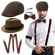 Set de 4 piezas de accesorios para hombre de los años 20, que incluye pistola de juguete, boina, corbata, tirante, accesorios decorativos de mano, accesorios de disfraz vintage de los años 20 adecuados para mascarada, Halloween y otras ocasiones - multicolor - Ver 20