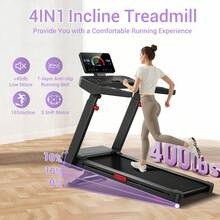 CURSOR FITNESS 4 In 1 Treadmill With 16% Auto-Incline, Foldable Home Treadmill With 3-Level Adjustable Height And Quiet 3.5 HP Motor, Max. 400LBS - US B Type Plug(110-127V) - View 2