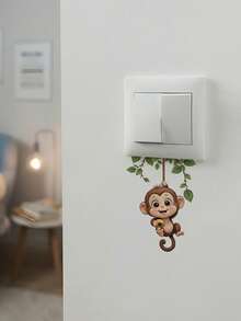 1pc Light Switch Wall Sticker Bundle, 2 Design Options (Monkey / Sweet Girl), Core Keywords: Light Switch Sticker, Wall Decal, Removable, Reusable, No Residue, Cartoon, Monkey, Girl, Waterproof, Home Decor, Bedroom, Living Room, Switch Cover - 001 - View 7