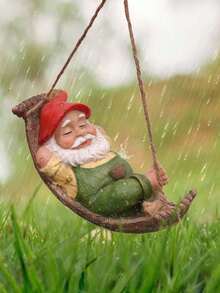 Teresa Series Green Gardening Gnome Statue, Gardening Decor, Hanging Statue For Yard, Outdoor Tree Stump Lawn Patio Decoration, Suitable Gift For Parents, Elders, Ladies And Gentlemen - A - View 8