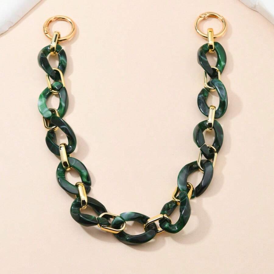 1件随机颜色亚克力珠光装饰旅行必备包包配件包带包饰包链配件教师礼物配件 - 軍綠色 - 查看 1