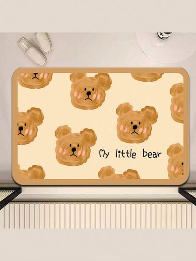 1 قطعة سجادة حمام من الجل السيليكوني بتصميم دب لطيف، سجادة داخلية، سجادة حمام، سجادة مطبخ، ماصة وسريعة الجفاف، ديكور غرفة، مانعة للانزلاق وقوية، قابلة للتقليم، سهلة التنظيف، قابلة للغسل، ديكور منزلي، تزيين وحماية الأرضية