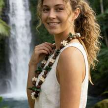 Graduation Kukui Nuts Leis Realistic Simulated Nuts Black Graduation Lei Necklace For Graduation - Dark Khaki - View 5