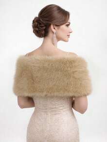 1PC Fluffy Faux Fur Warm Shawls And Wraps For Evening Dresses, Large Soft Plush Wedding Shawl For Party,Perfect Gift For Mother And Wife - Multicolor - View 8