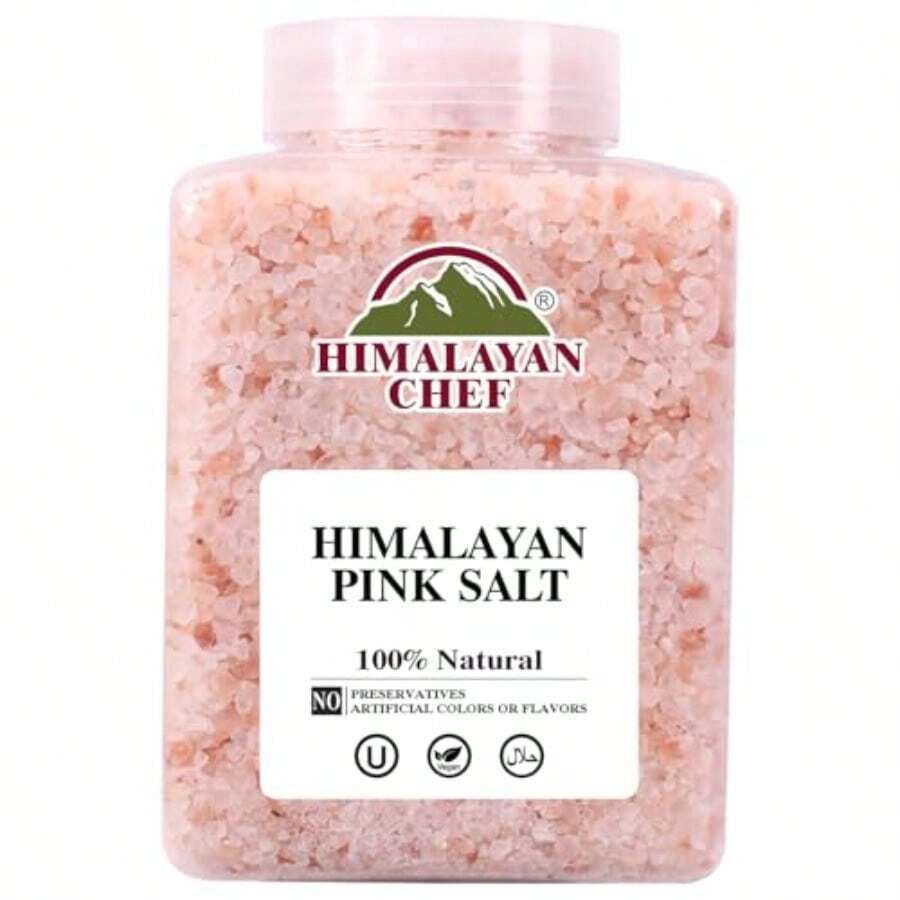 Himalayan Chef Pink Himalayan Salt Coarse Grain Plastic Jar - 5 lbs. For Refill Grinders - como en la foto - Ver 1