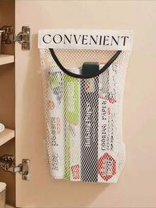 1pc Large Capacity Kitchen Trash Bag Storage Magic Wand Wall-Mounted Organizer Bag, Can Store Plastic Bags And Garbage Bags - Apricot - View 4