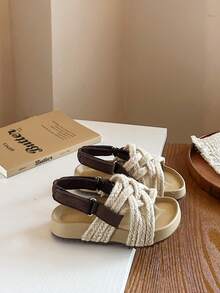 2026 Summer New Girls Slippers, Fashionable Children Bohemian Platform Beach Sandals - Black - View 8