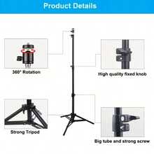 2026 New Multifunctional Retractable Desktop & Floor Tripod For Live Streaming, Selfie Stick With Fill Light, Portable Phone Stand For Photography, Video Recording & Vlogging - 查看 2
